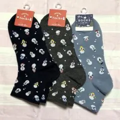 キャンドゥ 　 スノーマン 雪だるま柄 ソックス 3足 セット