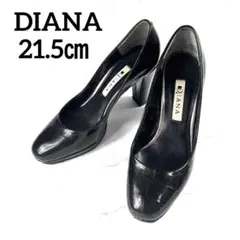 DIANA パンプス クロコ 型押し ハイヒール チャンキー エナメル　ブラック