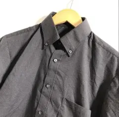 ダークグレー ボタンダウン 半袖シャツ M 黒 ブラック 美品