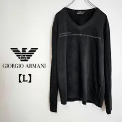 【希少】ジョルジオアルマーニ Vネック 長袖Tシャツ ロンT 黒 L相当のサムネイル