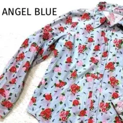 訳あり エンジェルブルー ANGELBLUE コーデュロイ 花柄シャツM 薔薇のサムネイル