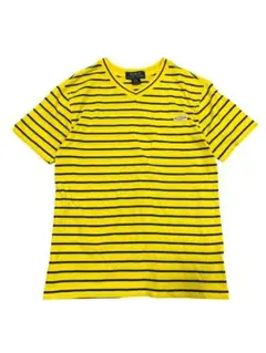ポロラルフローレン ボーダーTシャツ 140cm イエロー×ネイビー Vネック