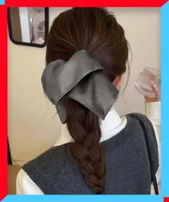 新品 フェイクレザーシュシュ レトロ ヘアゴム 髪ファッション小物 スクエア型