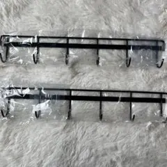 新品未使用品 キッチン ツール フック 6連フック ブラック 2個セット