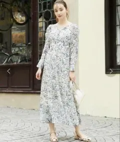 archives 花柄バックレースアップティアードワンピース