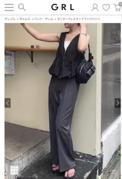 GRL★センタープレスワイドタックパンツ★ai38★美品★L