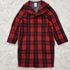 nitca✨ニトカ✨赤チェック✨総柄ウールコート✨アンビデックス✨ゆったり✨派手