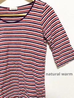 natural warm カットソー 七分丈 ボーダーTシャツ ニコアンド