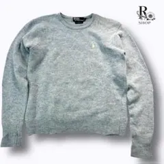 ポロラルフローレン 美品 クルーネックニット ラムズウール 水色 S　レディース