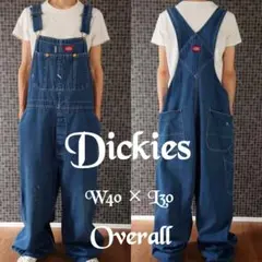USA製 Dickies デニムオーバーオール/古着/実寸W40L30/裾直有