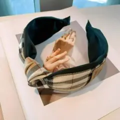 新品！大人気！チェック柄　リボン　カチューシャ　大人可愛い