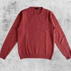 高島屋 カシミヤ100％ クルーネック ニット セーター オレンジ系 無地