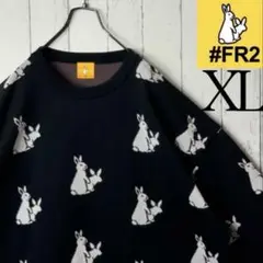 FR2 うさぎ柄 ニット セーター XL ブラック