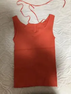 【COLONY 2139】オレンジ リブ編み ノースリーブ トップス