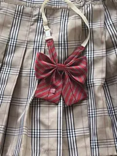 学生服用 赤ストライプリボン