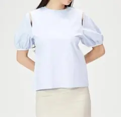 セルフォード　celford 肩スリットショルダーTシャツトップスサックスブルー