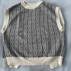 幾何学模様 ニットベスト Fサイズ