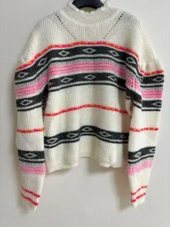 ハンドメイド ニットセーター ストライプ柄