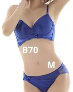 エメフィール　脇高ブラ　ブラ　ショーツ　B70 M セット　ネイビー　未開封