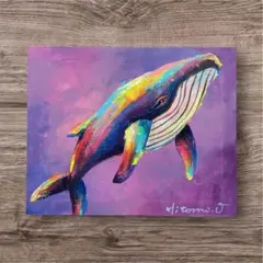 カラフルなウミガメの原画 キャンバス アート 現代アート 動物画 海