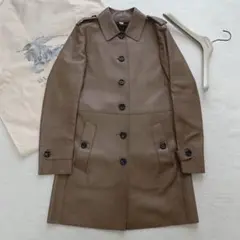 【美品】バーバリーロンドン　レザー　ロングコート　ステンカラー　羊革　ラムレザー