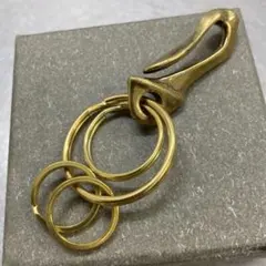 真鍮製カラビナ　キーリング　ツリバリフック　ブラス