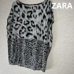 ZARA ❣️レオパード柄 半袖カットソー S 伸縮性あり
