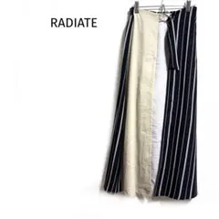 ラディエイト スカート風ボトム ストライプ 切替デザイン 裏地付き ウエストゴム
