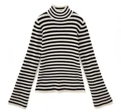 グレイル　ボーダー柄フレアスリーブリブニットトップス k9086b