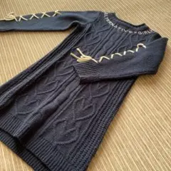 ALGY ネイビー ケーブルニットワンピース