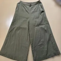 イネド INEDオリーブグリーン ワイドレッグ ガウチョパンツ　ワイドパンツ