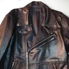 ブラック レザー ライダースジャケット
