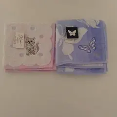 LIBERTY 猫刺繍タオルハンカチ & HM 蝶刺繍タオルハンカチ新品未使用品