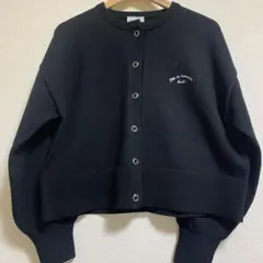 ブラックニットカーディガン 長袖 スナップボタン付き