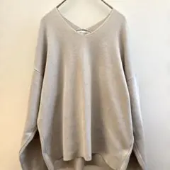 OPAQUE.CLIP長袖ニットベージュ Vネック シンプル M