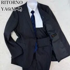 美品✨リトルノ　メンズ　ビジネススーツ　ブラック　ストライプ　YA6 オフィス