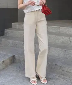 神戸レタス　岡部あゆみさんコラボ ワイドストレートデニムパンツ レディース　Mのサムネイル