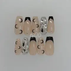 【現品】ネイルチップ　ちゅるん　フレンチ　ワンホン　埋め尽くし