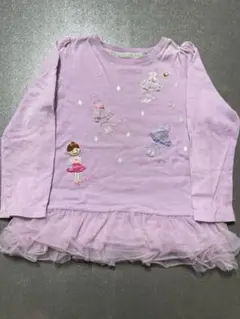 ミキハウス　薄紫 リーナちゃん刺繍 長袖チュニック