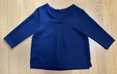 NATURAL BEAUTY BASIC 抜け衿Vネックブラウス ネイビー S