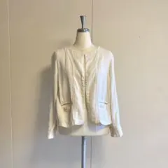 vickey’72 リネンノーカラージャケット　アイボリー