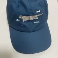 カワウソ刺繍 ベースボールキャップ ブルー