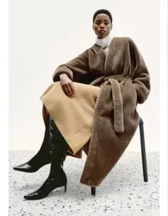 ZARA ウール ショートスカーフコート XS ミンク - メルカリ