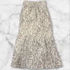 【美品】nairo マーメイドスカート SS 花柄 ロング フレア ベージュ系