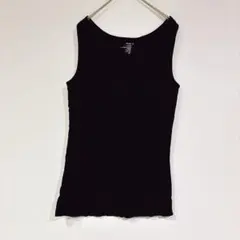 ブラックタンクトップ XL シンプル ノースリーブ リブ素材 無地 インナー 夏