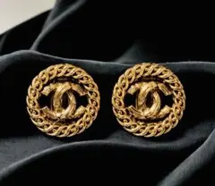 美品 CHANEL シャネル ヴィンテージ ココマーク イヤリング ゴールド