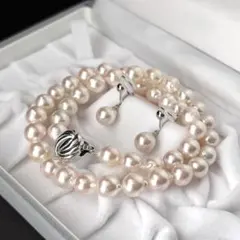 テリ艶 9.0大珠✨ あこや真珠 バロックパール ネックレス イヤリング セット