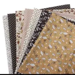 はぎれセット コーヒー色系 小花柄 チェック ハロウィン マスク パッチワーク