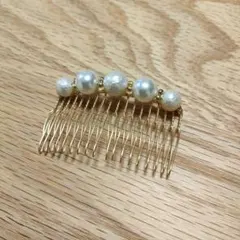 パール　コットンパール　コーム　結婚式　ヘアアクセサリーのサムネイル