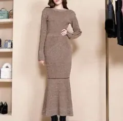 ダーリッチ　バックオープンニットロングワンピース